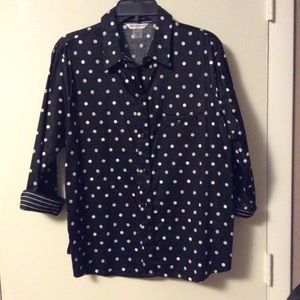 ALLISON DALEY PETITE BLACK WITH WHITE POLKA DOTS.
